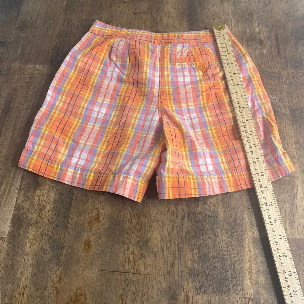 L.L. Bean‎ Shorts Kids Orange Plaid Cotton Casual Summer SIZE 10